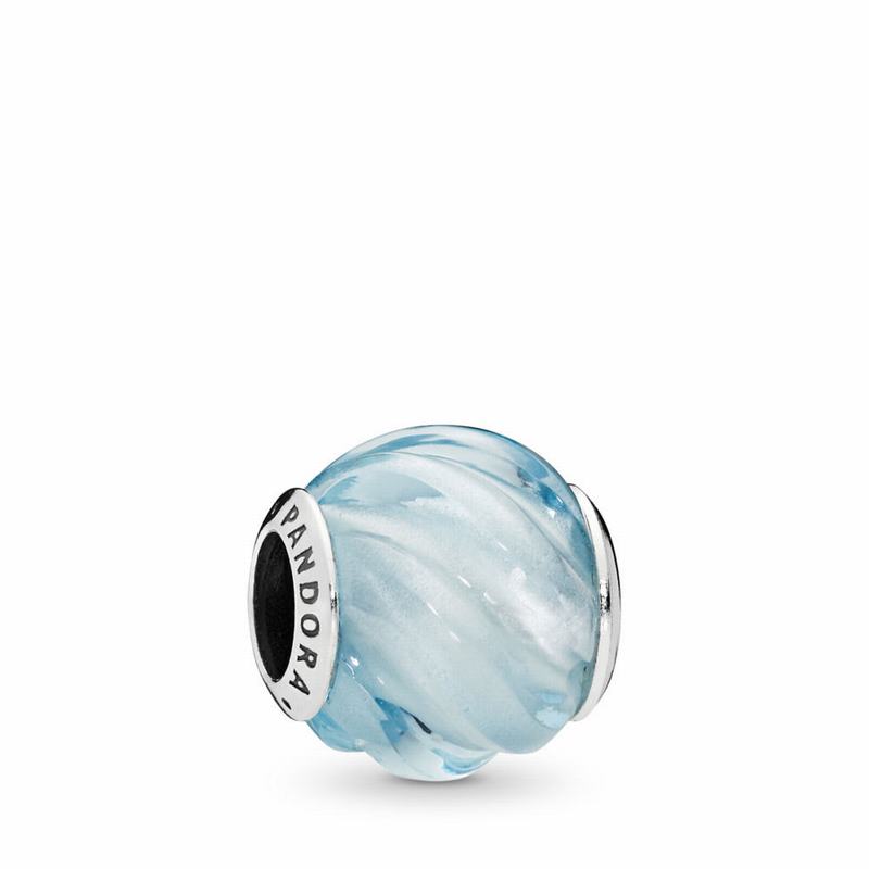 Pandora Blue Ripples Charm Ireland - Sterling Silver/Blue/Crystal - 156089UCW